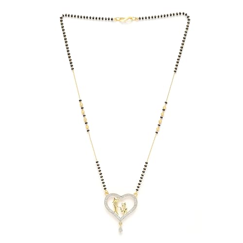 Heart Shaped CZ Plated Mangalsutra Beads Non-Precious Metal Standard Size